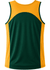 A men's singlet featuring a yellow front and dark green back, designed for athletic wear. Includes a logo.