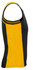 A black and yellow singlet featuring colour-blocking design, with a logo visible.