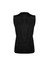 A black sleeveless vest with a textured finish, featuring a simple design and a logo.