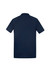 A navy short sleeve polo shirt with a back view, featuring a simple design and a logo.