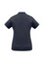 A navy women's short sleeve polo shirt with a fitted design and subtle detailing on the back. It features a logo.
