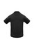 A black men's micro waffle short sleeve polo shirt with a collar and a logo on the side.