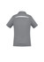 A short sleeve polo shirt in grey with a back stripe detail and a logo.