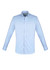 A light blue long sleeve button-up shirt with a collar and a logo. The shirt features a classic fit design.