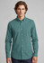 A men's long sleeve button-up shirt in a teal colour, featuring a collar and a logo on the chest.
