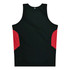 A black singlet with red side panels and a small logo on the back.