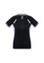 A women's short sleeve tee in black with white accents, featuring a logo on the front.