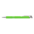 A metal pen in vibrant green with silver accents.