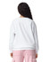 A white adult crewneck sweatshirt viewed from the back, featuring a relaxed fit and long sleeves.