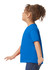 A bright blue toddler t-shirt with short sleeves, featuring a simple design and no visible branding.