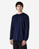 A navy long sleeve T-shirt on a male model. The shirt features a simple design and has a logo.