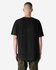 A black unisex heavyweight cotton t-shirt displayed from the back, featuring a simple design and a branding logo.