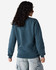 A unisex crewneck sweatshirt in dark blue, featuring a plain design and a logo on the back.