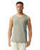 A light grey adult tank top featuring a simple design and a standard fit. It has a logo on the side.