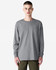 A grey long-sleeve t-shirt with a chest pocket, featuring a logo on the label.