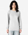 A grey long sleeve T-shirt featured on a model, made from fine jersey fabric, with a simple design and no visible logos.