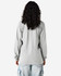 A long sleeve grey t-shirt with a back view, featuring a logo on the upper back.