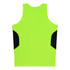 A bright yellow singlet with black side panels and a logo at the neckline. Suitable for kids' active wear.