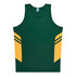 A green and yellow men's singlet featuring a sporty design with contrasting stripes and a logo.