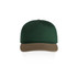 A two-tone cap featuring a dark green top and a brown peak, with a logo on the front.