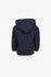 A dark grey fleece baby zip hoodie with a hood. The back view shows the textured fabric.