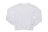 A white crew neck jumper with long sleeves featuring a simple design and a logo.
