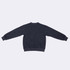 A dark grey kids' crew neck jumper featuring long sleeves and a simple design. It has a logo on the garment.