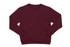 A maroon kids' crew neck jumper with long sleeves and a smooth finish. It features a branded label inside the neck.