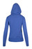 A blue women's juniors heavy fleece hoodie with a fitted design and a hood, featuring a logo on the back.