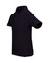 A black kid's pique polo shirt featuring a classic collar and short sleeves, with a logo on the chest.