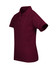 A burgundy kid's pique polo shirt featuring a classic collar and short sleeves, with three buttons and a logo.
