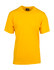 A yellow modern fit T-shirt with a round neckline and short sleeves. It features a logo on the label.