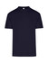 A navy blue regular T-shirt with a classic crew neck and short sleeves. It has a logo on the label.