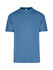 A blue unisex regular T-shirt with short sleeves and a crew neckline. Features a logo on the label.