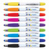 A collection of ten stylus pens in various colors, each featuring a logo and a highlighter tip.