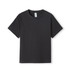 A black kid's regular T-shirt featuring a simple design and a tag inside.