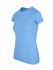 A light blue women's t-shirt with a fitted design, featuring a round neck and short sleeves.