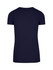 A navy women's T-shirt with short sleeves and a plain back design. It features a logo at the neckline.