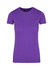 A purple women's American style T-shirt with a fitted design and short sleeves, featuring a logo at the neckline.