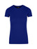 A blue women's t-shirt with a classic crew neck design and short sleeves. It features branding on the inside label.