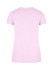 A pink slim fit women's t-shirt displayed from the back, featuring a simple design and a logo.