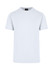 A light blue unisex t-shirt with a round neckline and short sleeves, featuring a logo on the label.