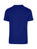 A blue unisex American style t-shirt with short sleeves and a plain back. It features a logo.