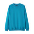 A turquoise adult poly cotton fleece jumper with a round neck and long sleeves. It has a branding logo.
