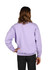 A lilac adult poly cotton fleece sloppy joe, featuring a relaxed fit and long sleeves, viewed from the back.