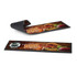 A bar runner featuring a vibrant BBQ design, primarily in dark tones with colourful food imagery and a logo.