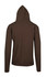 A men's zip hoodie in a dark olive green colour, featuring a back view with a hood. It has a logo on the garment.
