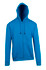 A vibrant blue men's zip hoodie with a front pocket and a hood, displaying a clean design.