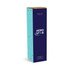 A drink bottle in a teal and navy box with a branded logo, featuring a starry design.