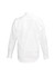 A white long sleeve button-up shirt with a plain back view, featuring a collar and buttoned cuffs.